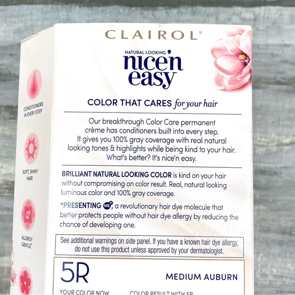 NWT Clairol Nice ‘n Easy 5R Medium Auburn Permanent Hair Color Gray Coverage Box - Picture 7 of 10